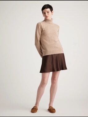 Quince Brown 100% Silk Mini Skirt Size L